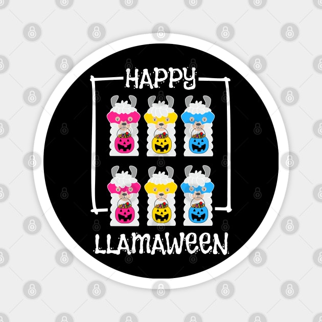 LGBTQ Fall Halloween Pansexual Pride Cute Llamas Happy Llamaween Magnet by egcreations